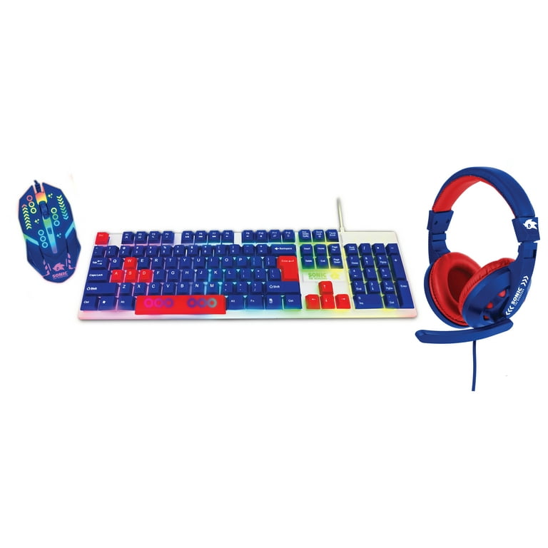 Sonic The Hedgehog 3 in 1 Gaming Kit- Headset, Keyboard, Mouse