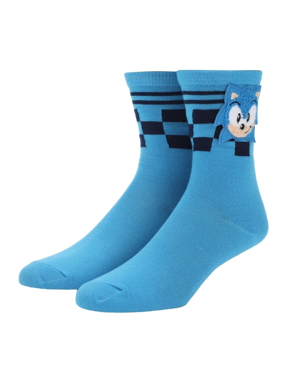 Sonic The Hedgehog 3D Character Face Women's Blue Casual Crew Socks