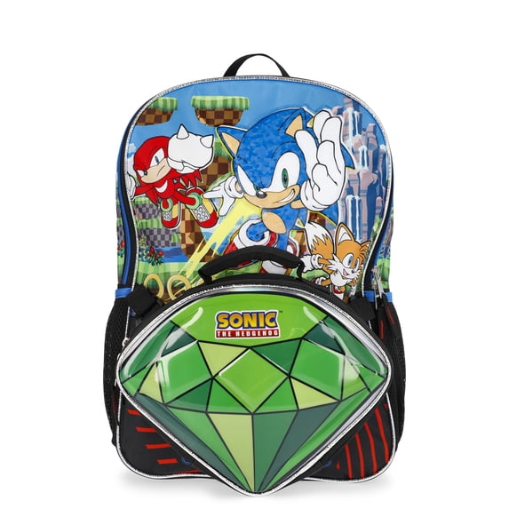 Sonic the Hedgehog Boys 17" Backpack and Lunch Bag Set, 2-Piece, Black
