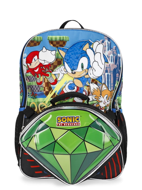Sonic the Hedgehog Boys 17" Backpack and Lunch Bag Set, 2-Piece, Black