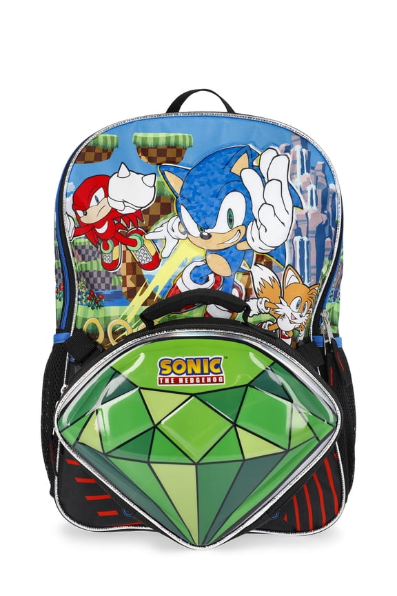 Sonic the Hedgehog Boys 17" Backpack and Lunch Bag Set, 2-Piece, Black