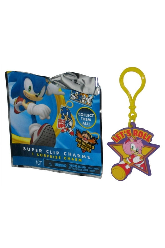 Sonic The Hedgehog Amy Let's Roll Rubber Charm Keychain - (Forever Clever Super Clip)