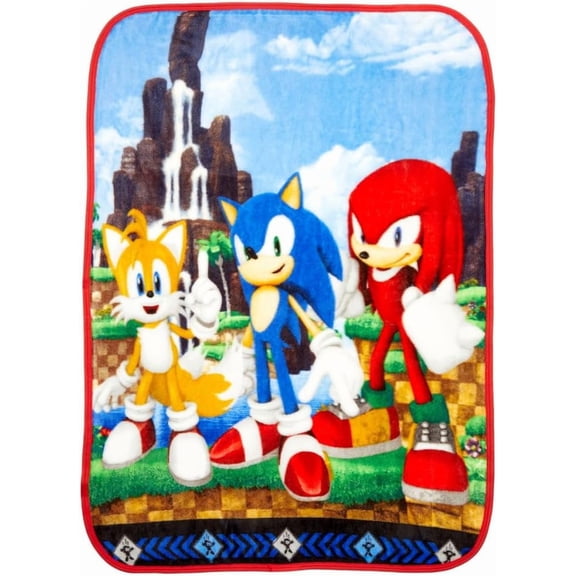 Sonic The Hedgehog Anime Kids Bedding Super Soft Silk Touch Throw, 40 in x 50 in, (Official Licensed Product) by
