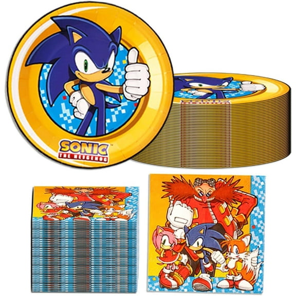 Sonic The Hedgehog Birthday Party Kit - Sonic 80 Piece - Plates & Napkins