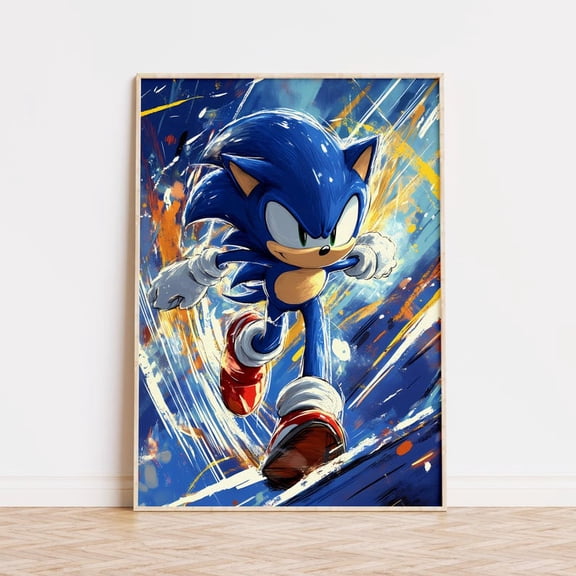 Sonic The Hedgehog Blue Speed Action Character Kids Room Gaming poster Wall Art Decor 12x18 UNFRAMED