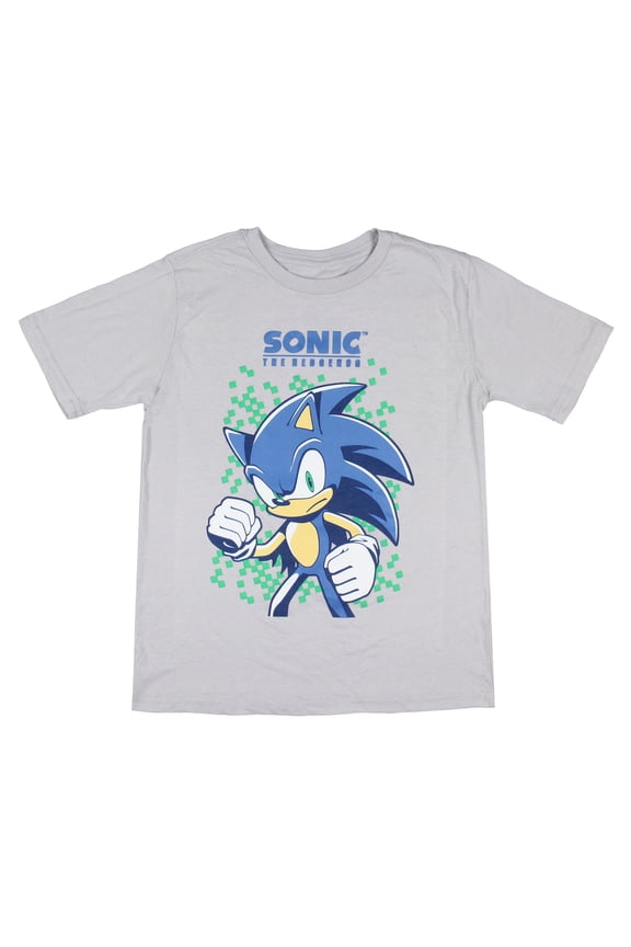 Sonic The Hedgehog Boy's Green Eyes Graphic Print Kids Short Sleeve T-Shirt