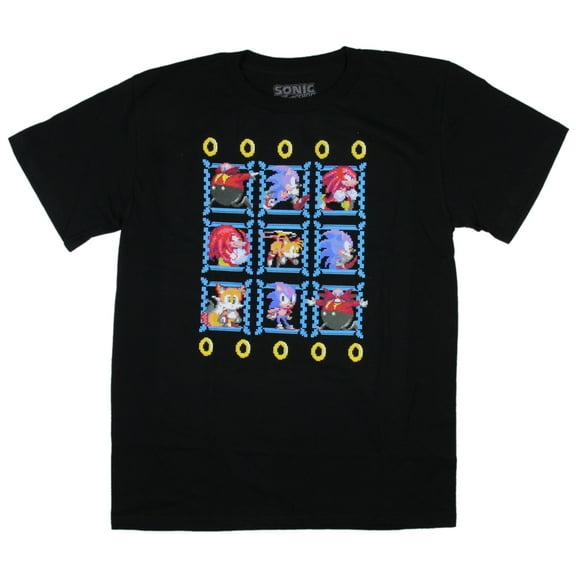 Sonic The Hedgehog Boy's Pixel Character Grid Video Game T-Shirt