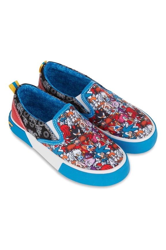 Boy’s Sneakers, Printed Slip-on Casual Canvas Sonic Shoes Blue – 3