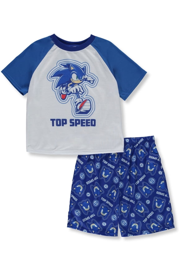 Boys' 2-Piece Speed Pajamas Set Outfit Color: blue Size: 6 - 7
