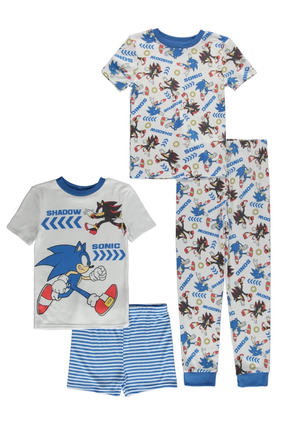 Boys' 4-Piece Mix Match Pajamas Set Color: white Size: 8