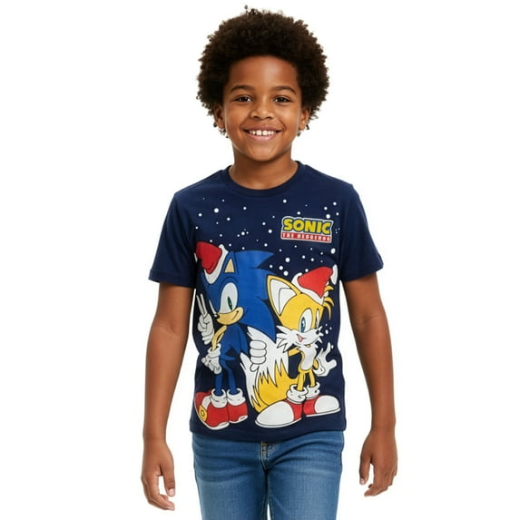 Sonic The Hedgehog Boys' Christmas T-Shirt Color: blue Size: 14 - 16