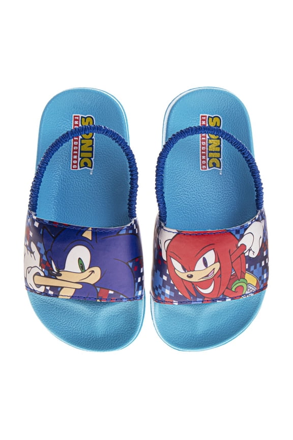 Sonic The Hedgehog Boys Dual Sizes Slides. (Little Kids Toddler), Blue, Size: 1112