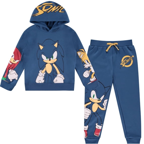 Sonic The Hedgehog Boys Graphic Hoodie and Jogger Pants 2-Piece Outfit Set- Sizes 4-20