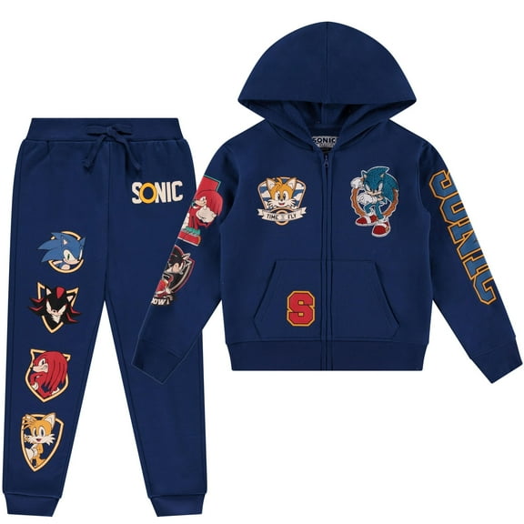 Sonic The Hedgehog Boys Graphic Hoodie and Jogger Pants 2-Piece Outfit Set- Sizes 4-20