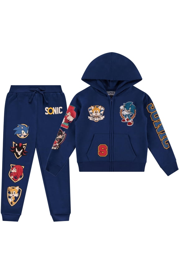 Sonic The Hedgehog Boys Graphic Hoodie and Jogger Pants 2-Piece Outfit Set- Sizes 4-20