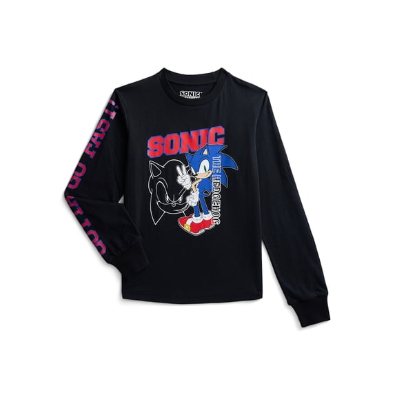 Sonic the Hedgehog Boys Graphic Tee with Long Sleeves, Sizes XS-2XL