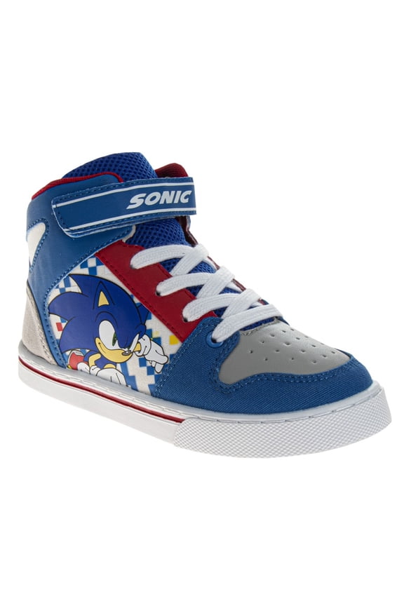 Sonic The Hedgehog Boys Hook And Loop Hi-Top Canvas Sneakers. (Little Kids Big Kids)Blue, Size: 1