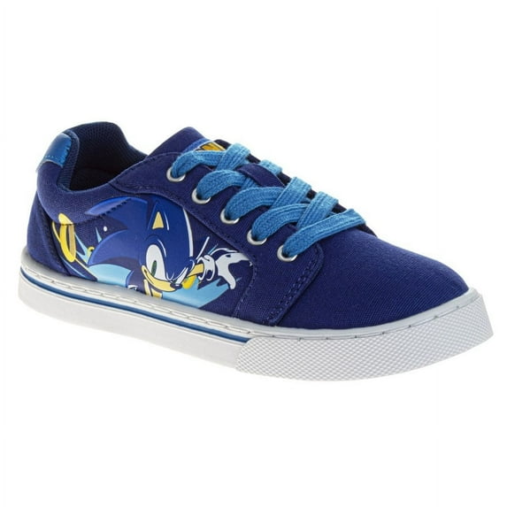 Sonic The Hedgehog Boys Lace Up Low, Top Vintage Casual Canvas Sneakers. (Little Kids Big Kids)Blue, Size: 12