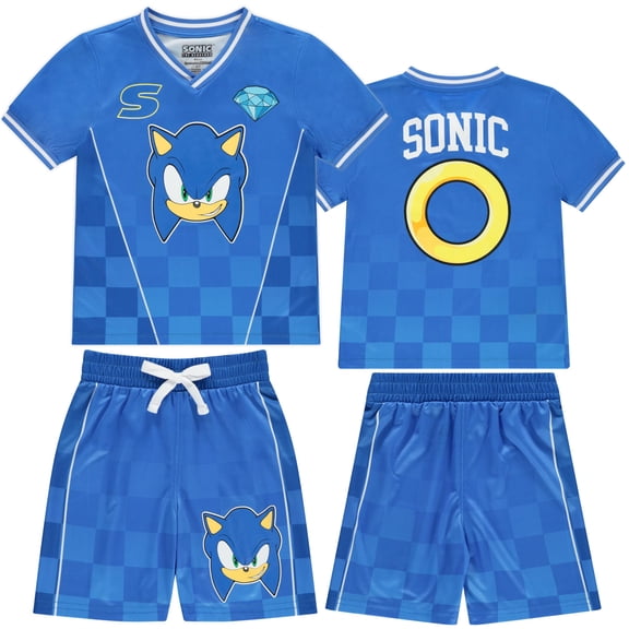 Sonic The Hedgehog Boys Soccer Mesh Jersey Tee & Short 2PC Set