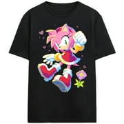 BIOWORLD Sonic The Hedgehog Chalk Amy Adult Black Crew Neck Short Sleeve T-shirt-4XL