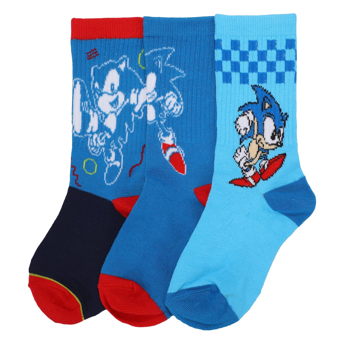 Sonic The Hedgehog Characters Youth 3-pack 360 Crew Socks : Target