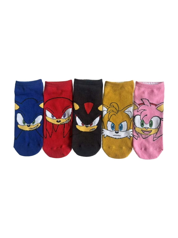 Sonic The Hedgehog Character Heads Women's 5-Pair Pack Ankle Socks