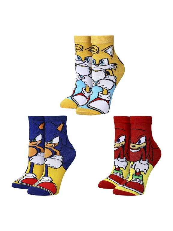 Sonic The Hedgehog Characters Youth 3-Pack 360 Crew Socks