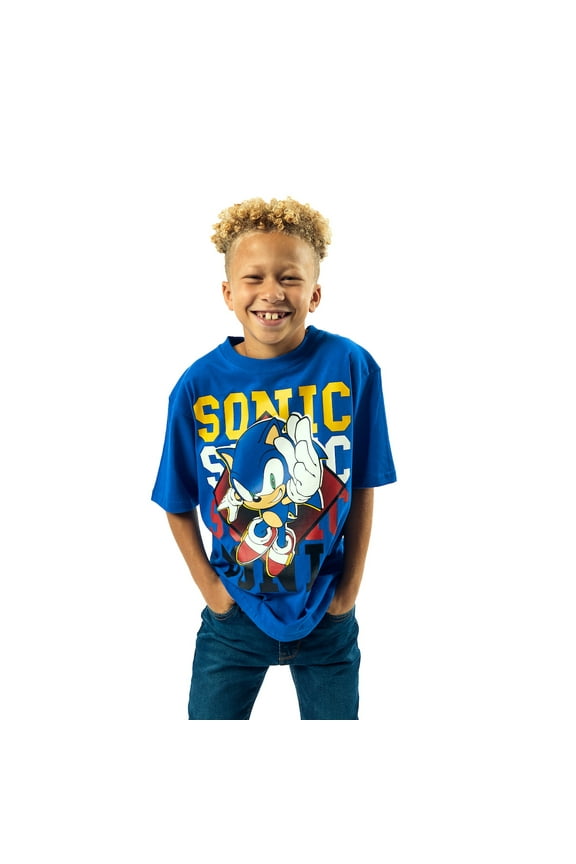 Sonic The Hedgehog Classic Characters Boy's Crew Neck Short Sleeve T-shirt-4