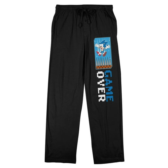 Sonic The Hedgehog Classic Game Over Men's Black Sleep Pajama Pants-Medium