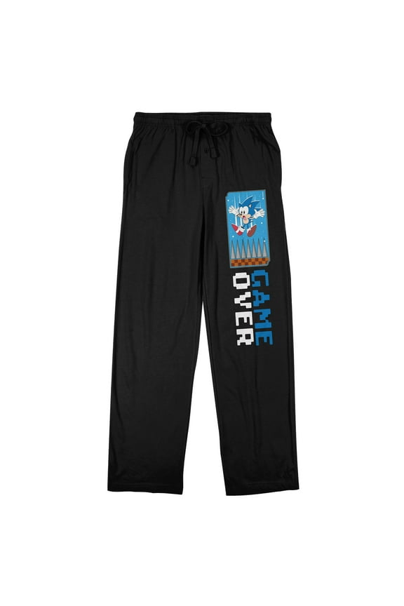 Sonic The Hedgehog Classic Game Over Men's Black Sleep Pajama Pants-Small