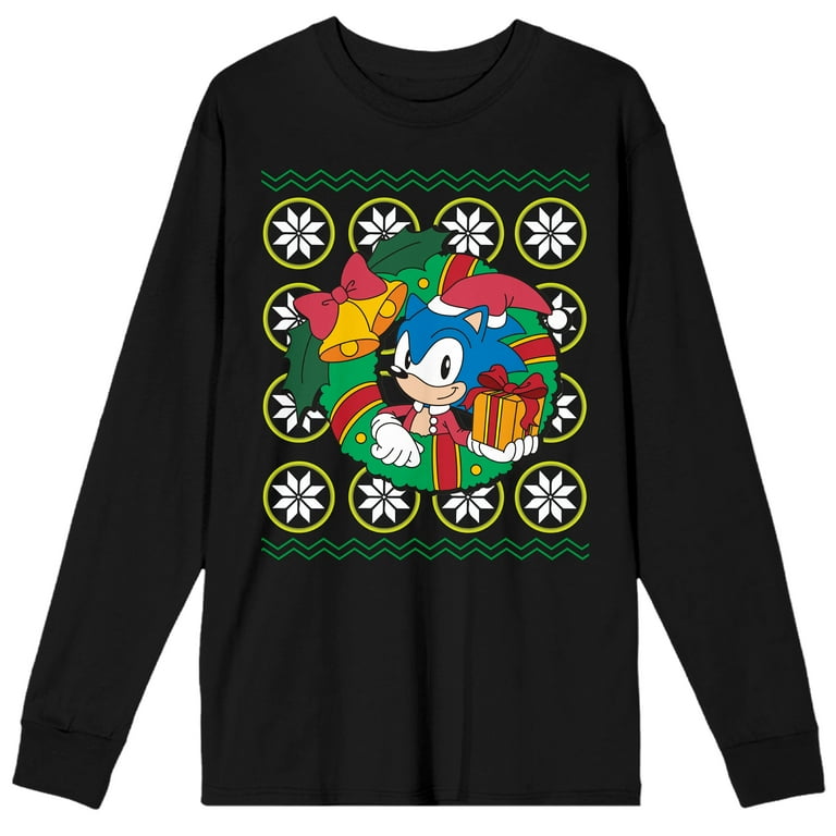 Sonic The Hedgehog Classic Sonic Christmas Wreath Crew Neck Long
