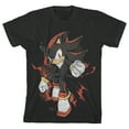 thumbnail image 1 of Sonic The Hedgehog Distressed Shadow Bursting Out Youth Black Crew Neck Short Sleeve T-shirt-XS, 1 of 4