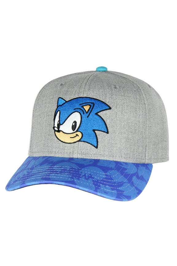 Sonic The Hedgehog Embroidered Face Pre-Curved Bill Adjustable Snapback Hat Cap