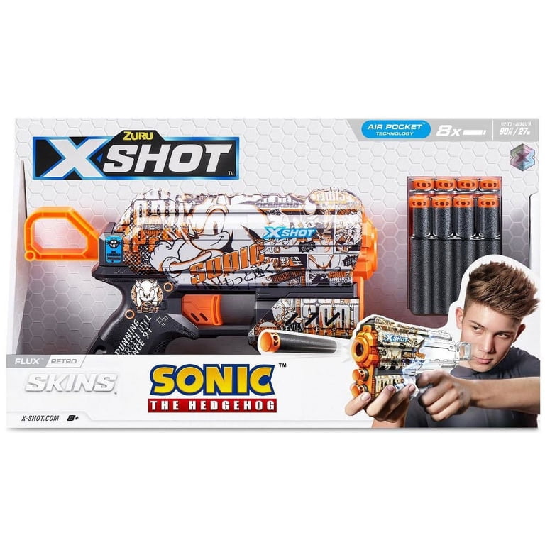 ZURU Sonic The Hedgehog Dart Blaster, Retro Design, Fast Reload