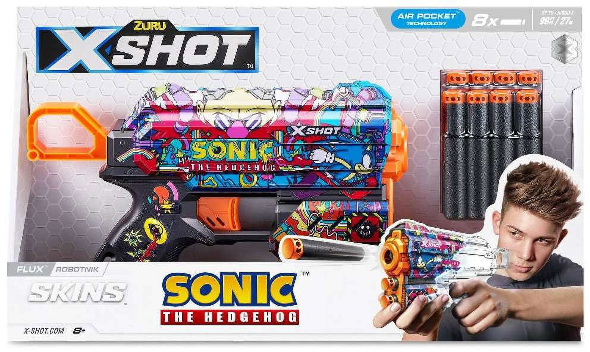ZURU Sonic The Hedgehog Skin, Robotnik Flux Blaster Toy Gun, Dart