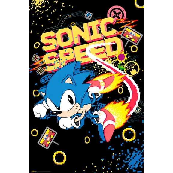 Sonic The Hedgehog - Gaming, Tv Show Poster (Sonic Speed) UNFRAMED PAPER POSTER, Home Decor