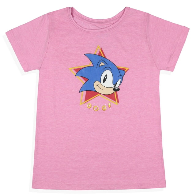 Sonic The Hedgehog Girls' Classic Sonic Face Youth Video Game T-Shirt ...