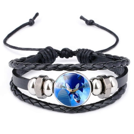 Sonic The Hedgehog Glass Domed Symbol Braided Bracelet
