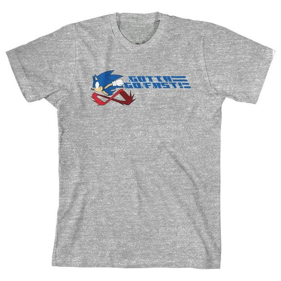 Sonic The Hedgehog Gotta Go Fast Boy's Athletic Heather T-shirt-Large