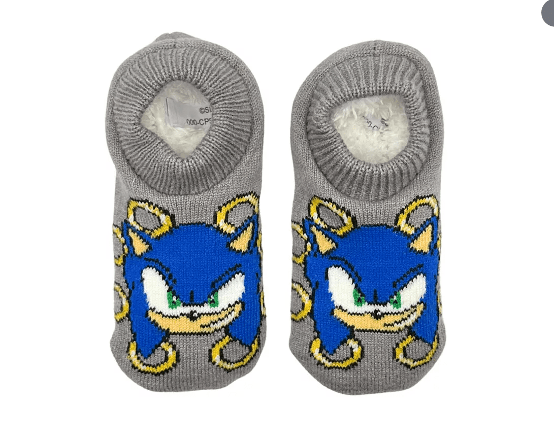 Sonic The Hedgehog Gray Knit Slipper Socks With Grippers