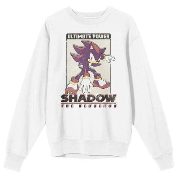 Sonic The Hedgehog Halftone Shadow Adult White Crew Neck Long Sleeve Sweatshirt-XXL