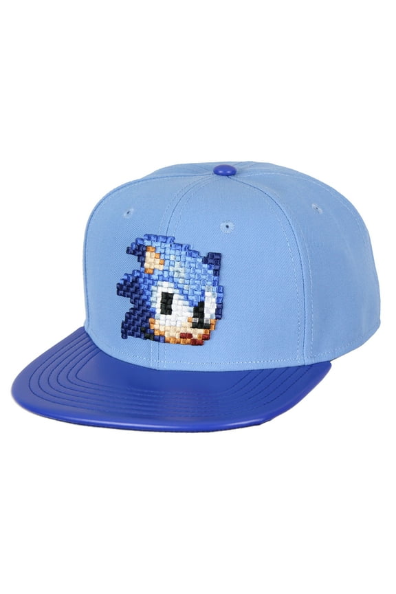 Sonic The Hedgehog Hat - Sonic Pixel Face Adjustable Snapback Hat Cap