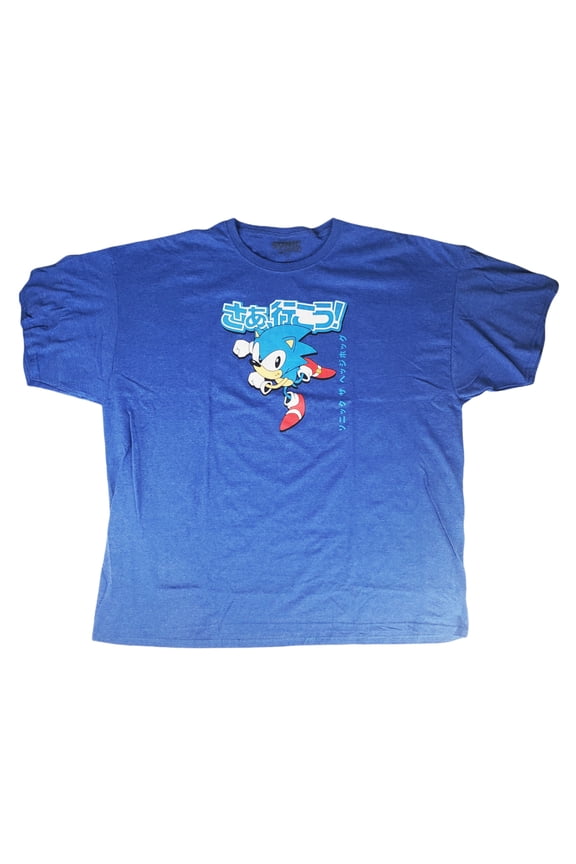Sonic, The Hedgehog Japanese Logo Video Game 2X Large, (Royal Blue) T-Shirt for Adults