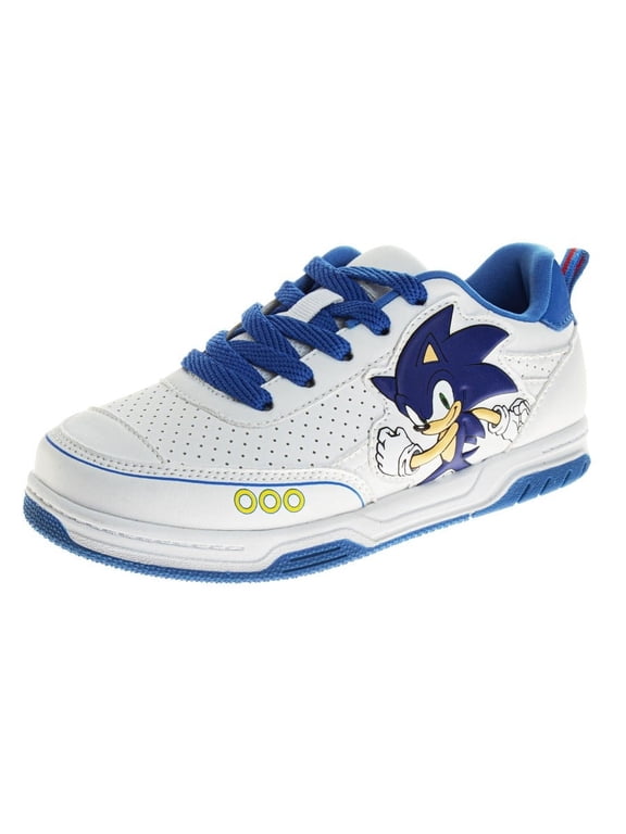 Kids Lace Up Shoe, Closed Toe White and Blue, Size 1