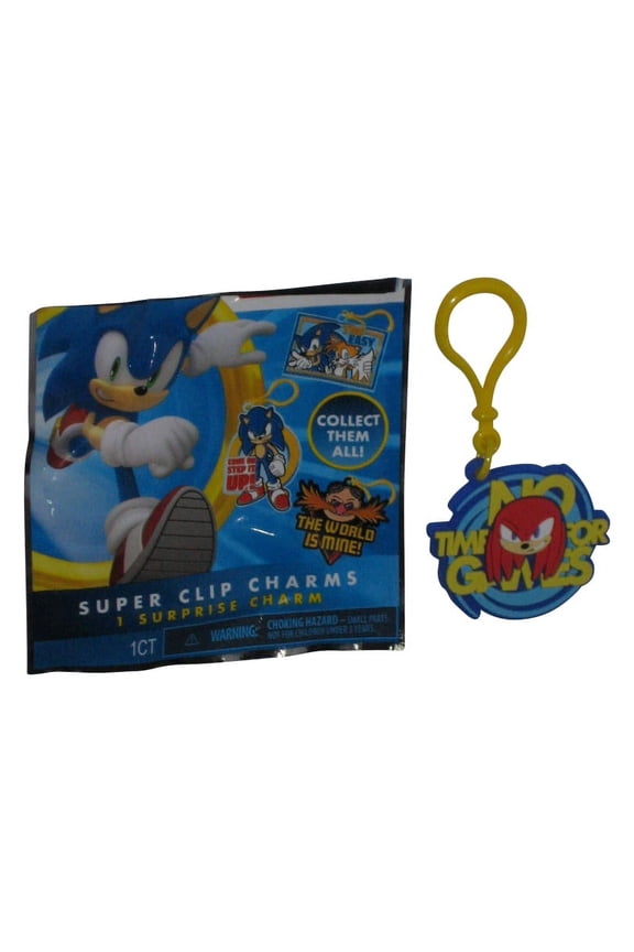Sonic The Hedgehog Knuckles No Time For Games Rubber Charm Keychain - (Forever Clever Super Clip)