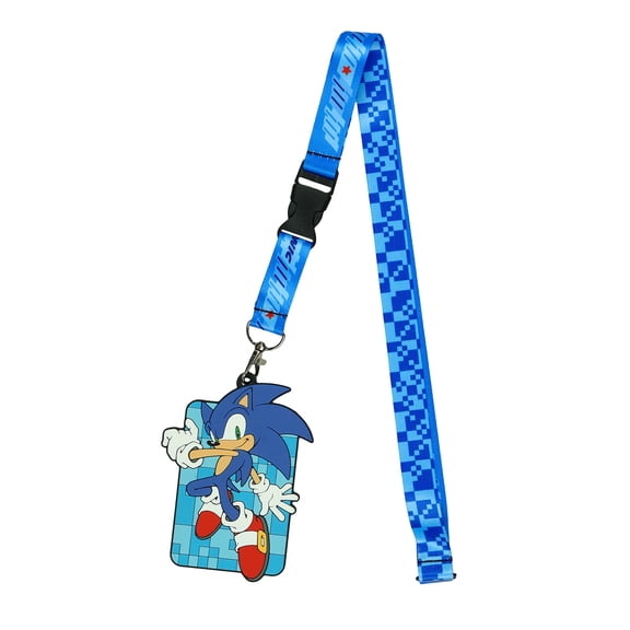 Sonic The Hedgehog Lanyard Pixel Design Rubber Sonic Case ID Holder Keychain