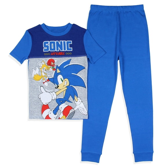 Sonic The Hedgehog Let's Roll Video Game Kids Cotton Pajama Set (10)