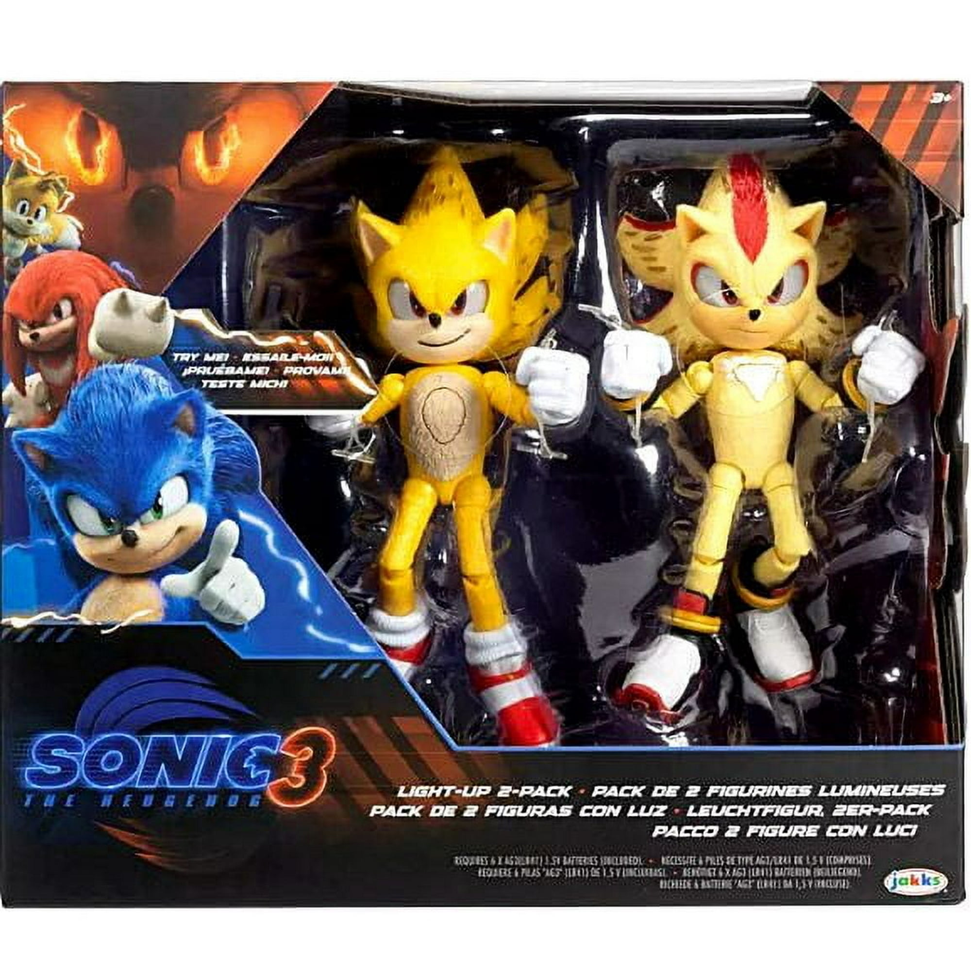 Sonic The Hedgehog Light Up Super Sonic & Super Shadow Action Figure 2-Pack