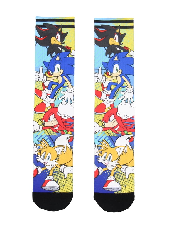 Men's Socks Character Collage Allover Sublimated Design Adult Mid-Calf Crew Socks