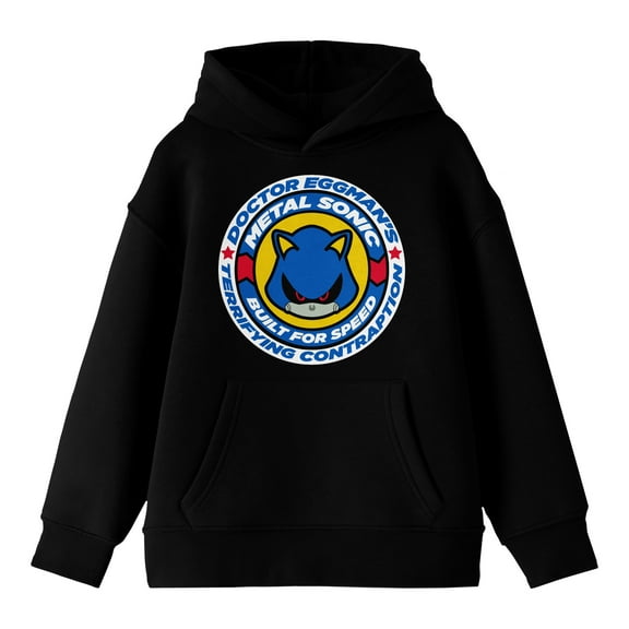 Sonic The Hedgehog Metal Sonic Long Sleeve Youth Black Hooded Sweatshirt-XS